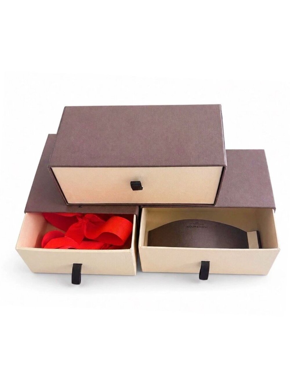3 Louis Vuitton Empty Boxes Brown Drawer Boxes, 2 Eyeglasses + 1 Accessory box